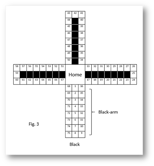 View of chopat from point-of-view of player with black pawn