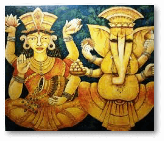 Lord Ganesha and Goddess Lakshmi illustration