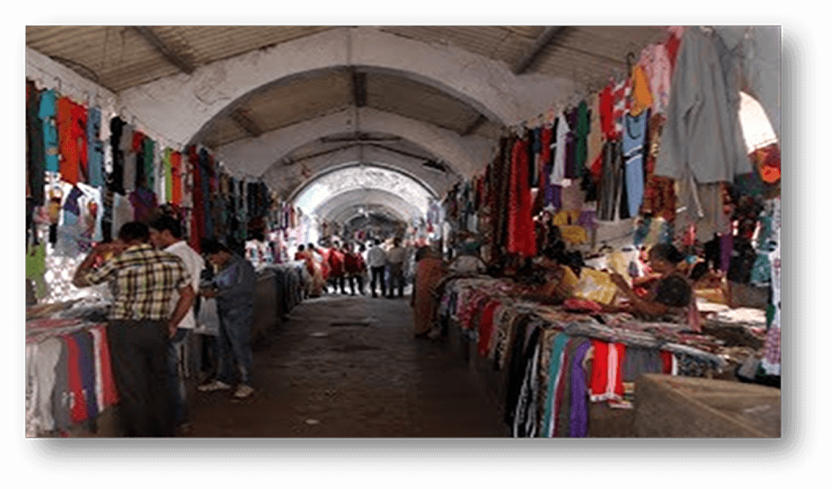 View from the inside of vegetable market in Diu