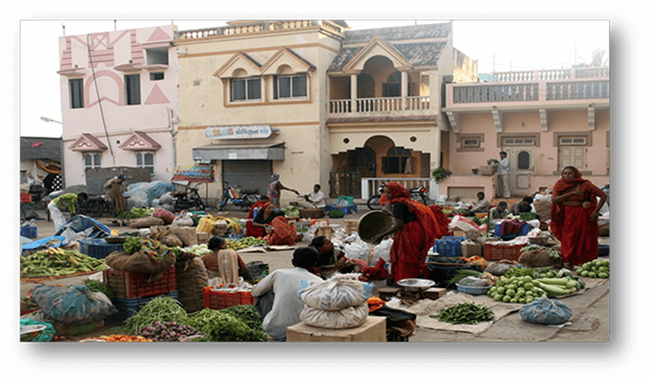 Vegetable market square in Diu